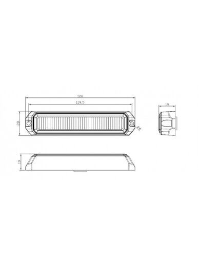 Įspėjamasis LED žibintas, 18 W, 12-24 V, gintarinis, tvirtinamas varžtais, 128x28x19 mm, 6 šviesos diodai, Kramp 5 Įspėjamasis LED žibintas, 18 W, 12-24 V, gintarinis, tvirtinamas varžtais, 128x28x19 mm, 6 šviesos diodai, Kramp 5