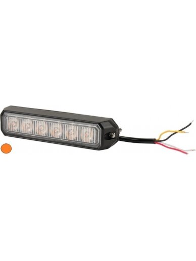 Įspėjamasis LED žibintas, 18 W, 12-24 V, gintarinis, tvirtinamas varžtais, 128x28x19 mm, 6 šviesos diodai, Kramp Įspėjamasis LED žibintas, 18 W, 12-24 V, gintarinis, tvirtinamas varžtais, 128x28x19 mm, 6 šviesos diodai, Kramp