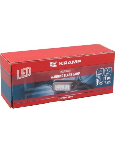 Įspėjamasis LED žibintas, 6W, 12-24V, gintarinis, tvirtinamas varžtais, 106x34x30mm, 3 LED, Kramp 3 Įspėjamasis LED žibintas, 6W, 12-24V, gintarinis, tvirtinamas varžtais, 106x34x30mm, 3 LED, Kramp 3
