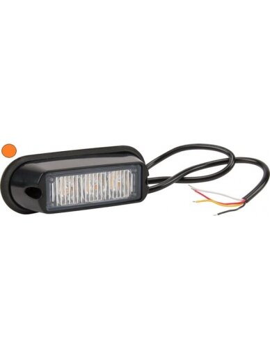 Įspėjamasis LED žibintas, 6W, 12-24V, gintarinis, tvirtinamas varžtais, 106x34x30mm, 3 LED, Kramp Įspėjamasis LED žibintas, 6W, 12-24V, gintarinis, tvirtinamas varžtais, 106x34x30mm, 3 LED, Kramp
