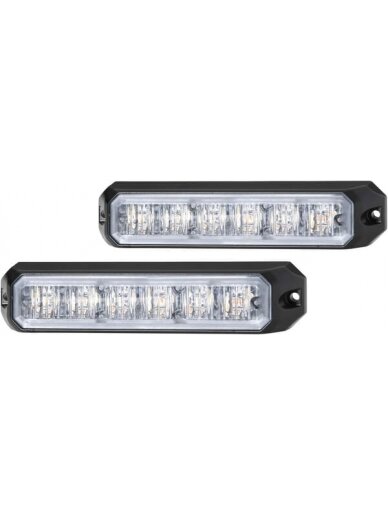 Įspėjamųjų žibintų rinkinys, Stroboskopinis, 12/24 V, gintarinis, 6 LED, horizontalus, aliuminio korpusas, "Hella Įspėjamųjų žibintų rinkinys, Stroboskopinis, 12/24 V, gintarinis, 6 LED, horizontalus, aliuminio korpusas, "Hella
