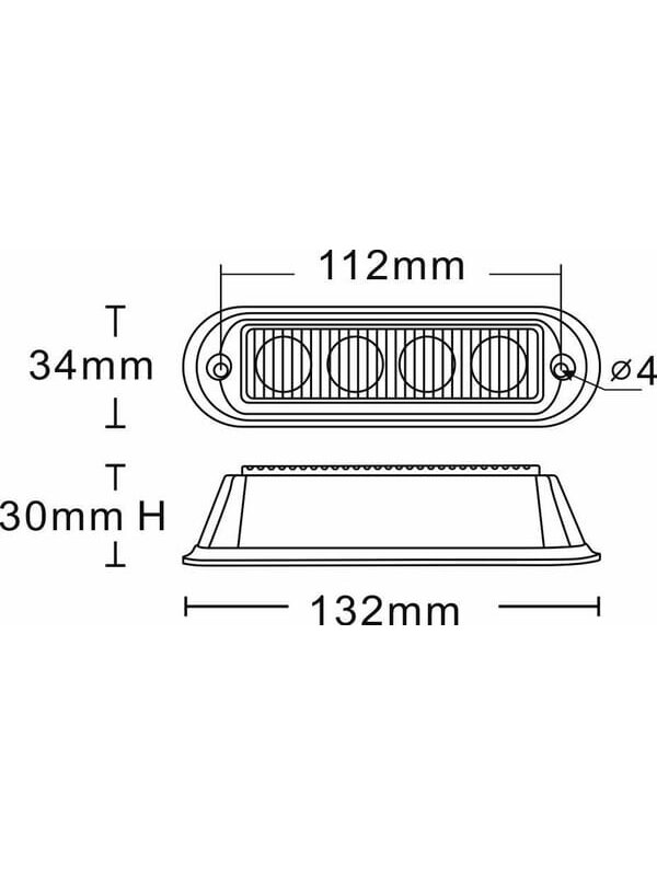 Įspėjamasis LED žibintas, 12 W, 12-24 V, gintarinis, tvirtinamas varžtais, 132x34x30 mm, 4 šviesos diodai, Kramp 5 Įspėjamasis LED žibintas, 12 W, 12-24 V, gintarinis, tvirtinamas varžtais, 132x34x30 mm, 4 šviesos diodai, Kramp 5