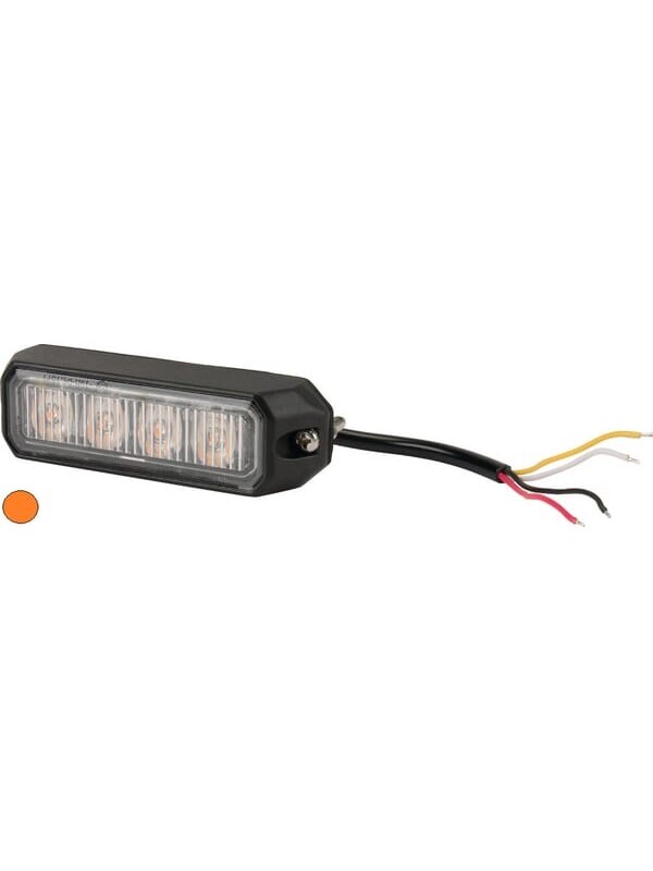 Įspėjamasis LED žibintas, 12 W, 12-24 V, gintarinis, tvirtinamas varžtais, 96x28x19 mm, 4 šviesos diodai, Kramp Įspėjamasis LED žibintas, 12 W, 12-24 V, gintarinis, tvirtinamas varžtais, 96x28x19 mm, 4 šviesos diodai, Kramp