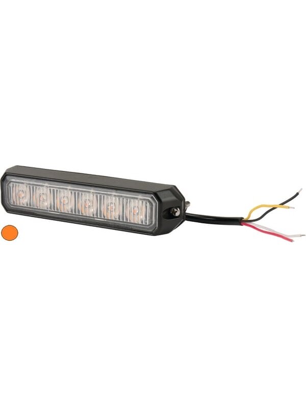 Įspėjamasis LED žibintas, 18 W, 12-24 V, gintarinis, tvirtinamas varžtais, 128x28x19 mm, 6 šviesos diodai, Kramp Įspėjamasis LED žibintas, 18 W, 12-24 V, gintarinis, tvirtinamas varžtais, 128x28x19 mm, 6 šviesos diodai, Kramp