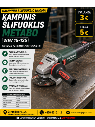 KAMPINIS ŠLIFUOKLIS WEV 15-125 METABO