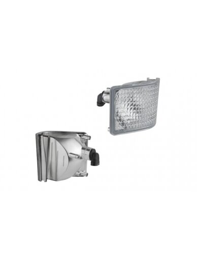 Kampinis halogeninis darbo šviestuvas, kairysis, 12 V, 50 W, kvadratinis, baltas, 98x110x111 mm, PGJ13 kištukas, Wesem