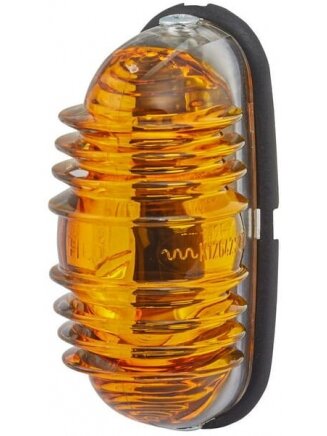 Kontrolinė lemputė 18W, ovali, 12V, gintarinė, korpusas: sidabrinis, tvirtinama varžtais, 83x41mm, Hella