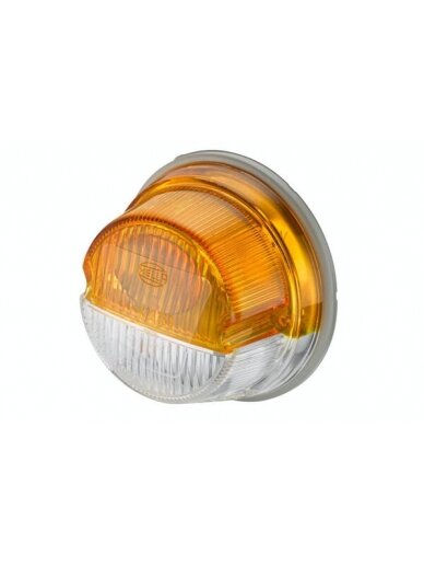 Krypties ir padėties žibintas 18/3W, apvalus, 12 V, gintarinis / permatomas, Ø 78 mm, "Hella Krypties ir padėties žibintas 18/3W, apvalus, 12 V, gintarinis / permatomas, Ø 78 mm, "Hella