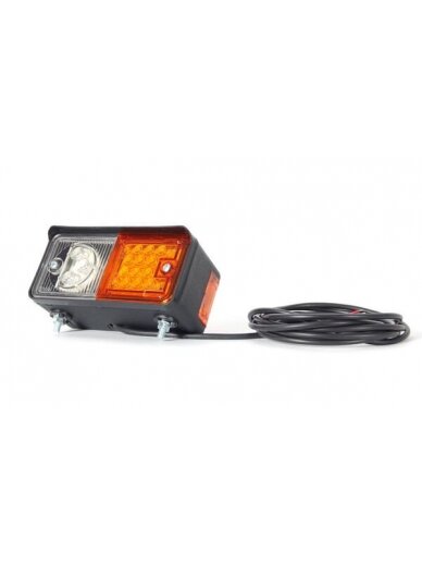 Krypties ir padėties žibintas LH LED, priekinis, stačiakampio formos, 12/24 V, skaidrus/gintarinis, tvirtinamas varžtais, 150x77x70,3 mm, Waś 1