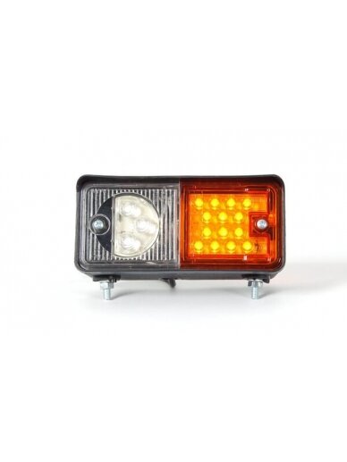 Krypties ir padėties žibintas LH LED, priekinis, stačiakampio formos, 12/24 V, skaidrus/gintarinis, tvirtinamas varžtais, 150x77x70,3 mm, Waś