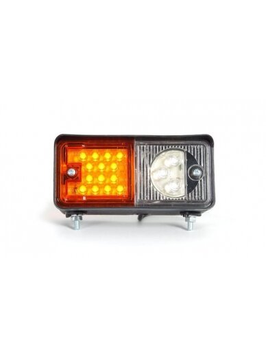 Krypties ir padėties žibintas RH LED, priekinis, stačiakampis, 12/24 V, skaidrus/gintarinis, tvirtinamas varžtais, 150x77x70,3 mm, Waś