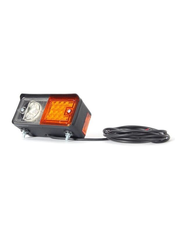 Krypties ir padėties žibintas LH LED, priekinis, stačiakampio formos, 12/24 V, skaidrus/gintarinis, tvirtinamas varžtais, 150x77x70,3 mm, Waś 1 Krypties ir padėties žibintas LH LED, priekinis, stačiakampio formos, 12/24 V, skaidrus/gintarinis, tvirtinamas varžtais, 150x77x70,3 mm, Waś 1