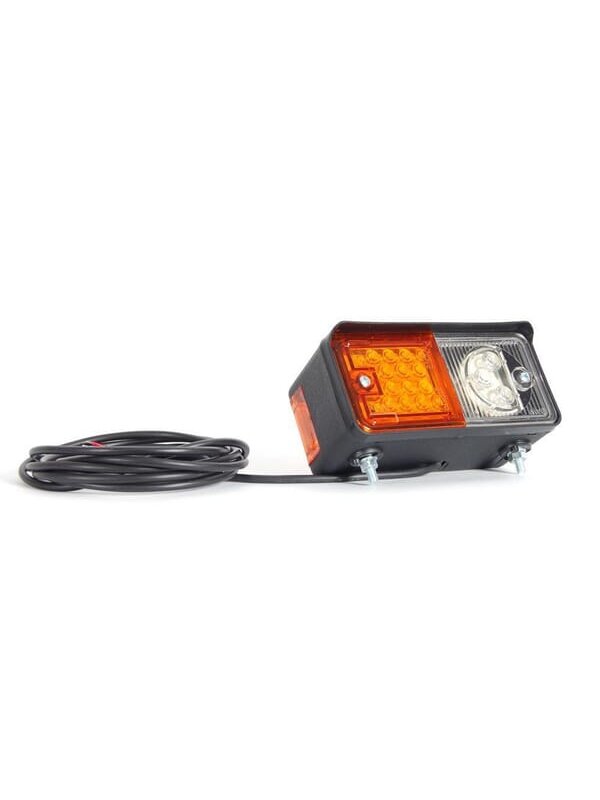 Krypties ir padėties žibintas RH LED, priekinis, stačiakampis, 12/24 V, skaidrus/gintarinis, tvirtinamas varžtais, 150x77x70,3 mm, Waś 1