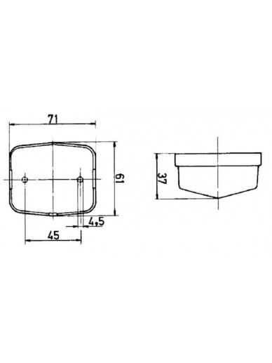 Kvadratinis gabaritinis žibintas, 12/24 V, baltas, tvirtinamas varžtais, 71x37x61 mm, Jokon 2