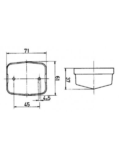 Kvadratinis gabaritinis žibintas, 12/24 V, raudonas/baltas, tvirtinamas varžtais, 71x37x61 mm, Jokon 1 Kvadratinis gabaritinis žibintas, 12/24 V, raudonas/baltas, tvirtinamas varžtais, 71x37x61 mm, Jokon 1