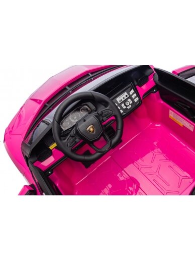 "Lamborghini Revuelto XL" rožinės spalvos Elektromobilis vaikams 12 "Lamborghini Revuelto XL" rožinės spalvos Elektromobilis vaikams 12