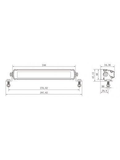 LED bar žibintas, 45W, 3780lm, stačiakampė, 12/24V, balta/oranžinė, 246x40x54mm Deutsch kištukas, Combo, tiesi, 9LED's, E-BOOST 7 LED bar žibintas, 45W, 3780lm, stačiakampė, 12/24V, balta/oranžinė, 246x40x54mm Deutsch kištukas, Combo, tiesi, 9LED's, E-BOOST 7