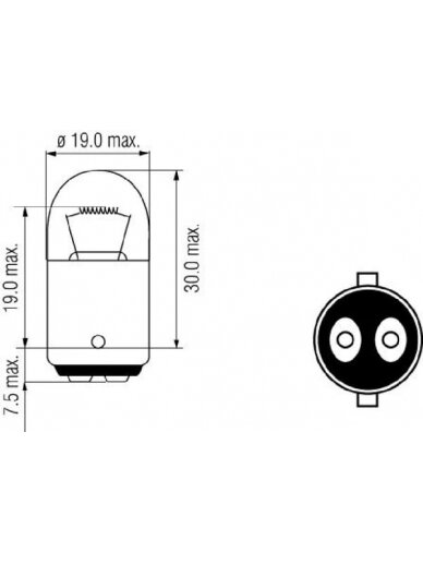 Lemputė R5W 12V 5W BA15d Kramp 1