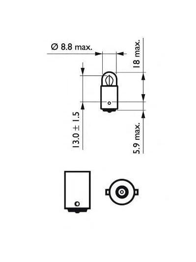 Lemputė T2W 24V 2W BA9s "Philips 1 Lemputė T2W 24V 2W BA9s "Philips 1