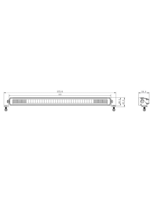 LED bar žibintas, 105W, 8820lm, stačiakampio formos, 12/24V, balta/oranžinė, 522x40x54mm Deutsch kištukas, Combo, tiesi, 21LED's, E-BOOST 4