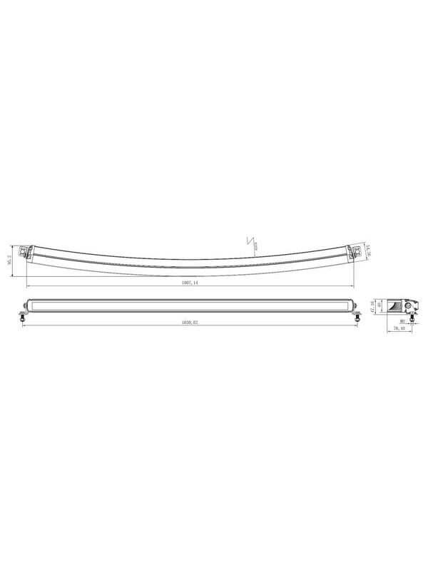 LED bar žibintas, 210W, 17640lm, stačiakampė, 12/24V, balta/oranžinė, 1007.1x40x54.4mm Deutsch kištukas, Combo, lenkta, 42LED, E-BOOST 4