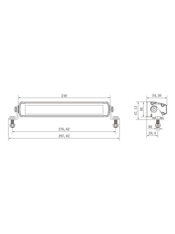 LED bar žibintas, 45W, 3780lm, stačiakampė, 12/24V, balta/oranžinė, 246x40x54mm Deutsch kištukas, Combo, tiesi, 9LED's, E-BOOST 7 LED bar žibintas, 45W, 3780lm, stačiakampė, 12/24V, balta/oranžinė, 246x40x54mm Deutsch kištukas, Combo, tiesi, 9LED's, E-BOOST 7
