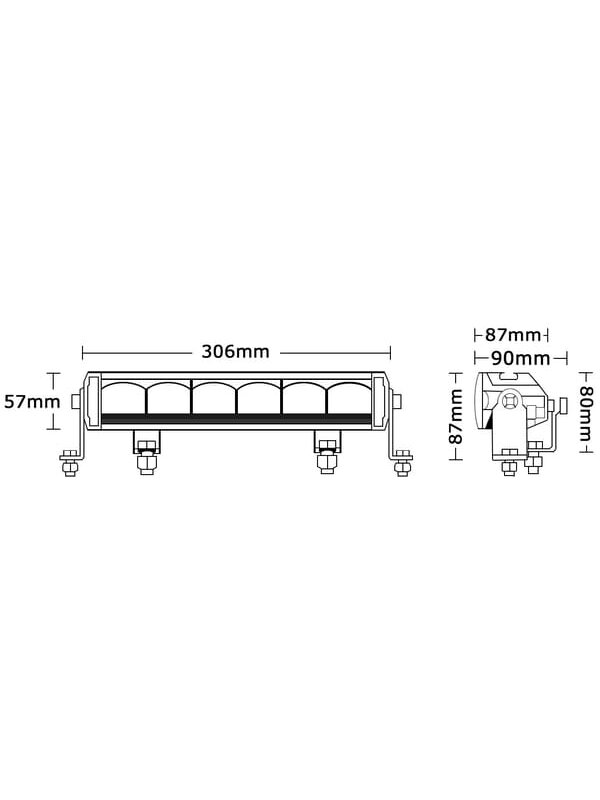 LED bar žibintas, 72W, 3900lm, stačiakampė, 12/48V, balta, 306x90x57mm, Deutsch 3-pin, Dienos šviesos / tolimosios šviesos, Kramp 9 LED bar žibintas, 72W, 3900lm, stačiakampė, 12/48V, balta, 306x90x57mm, Deutsch 3-pin, Dienos šviesos / tolimosios šviesos, Kramp 9