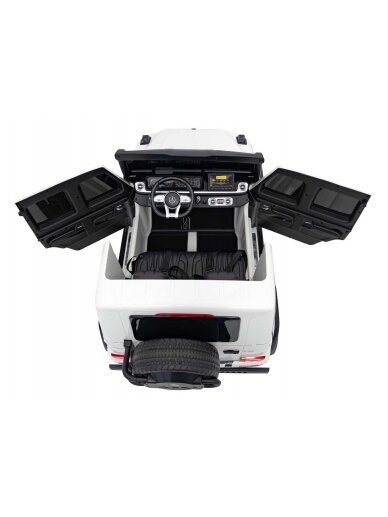 Mercedes Benz G63 AMG XXL Elektromobilis vaikams Balta 20 Mercedes Benz G63 AMG XXL Elektromobilis vaikams Balta 20