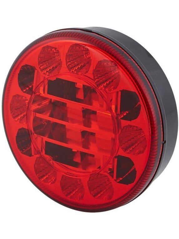 Miglos žibintas LED, apvalus, 10/30 V, raudonas, tvirtinamas varžtais, Ø 122 mm, 24 LED, "Hella ValueFit