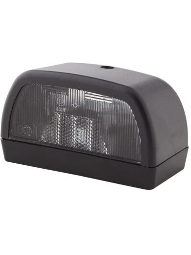 Numerio ženklo žibintas 10W, stačiakampio formos, 12V, juodas, tvirtinamas varžtais, 102x56,5 mm, Hella Numerio ženklo žibintas 10W, stačiakampio formos, 12V, juodas, tvirtinamas varžtais, 102x56,5 mm, Hella