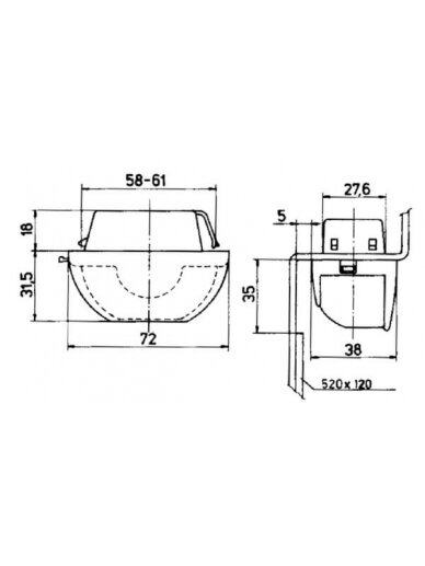 Numerio ženklo žibintas 10W, stačiakampis, 12V, skaidrus, tvirtinamas varžtais, 72x35x49,5 mm, Jokon 2