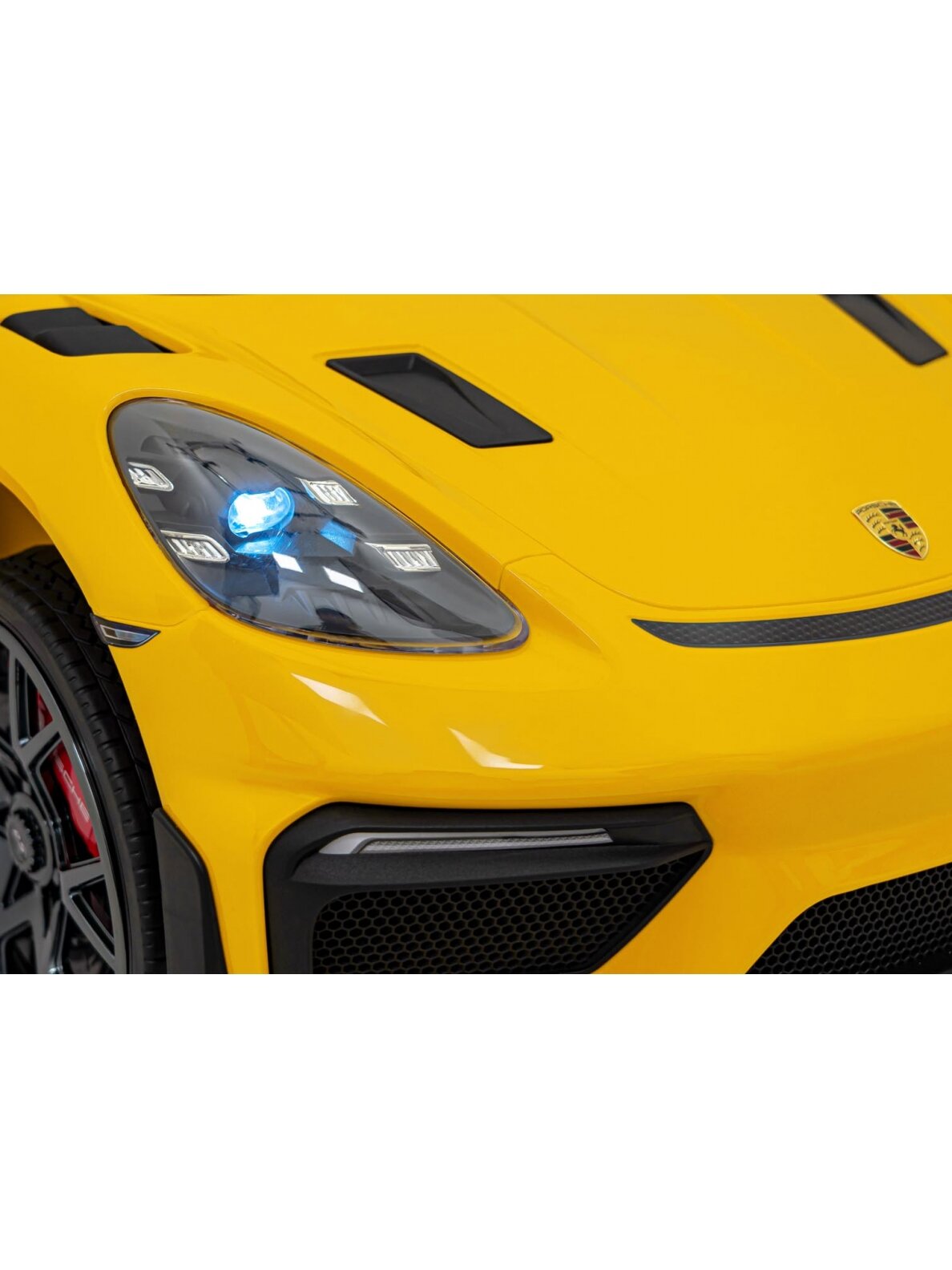 Porsche Spyder RS 718 Elektromobilis vaikamss dažymas geltona spalva 11