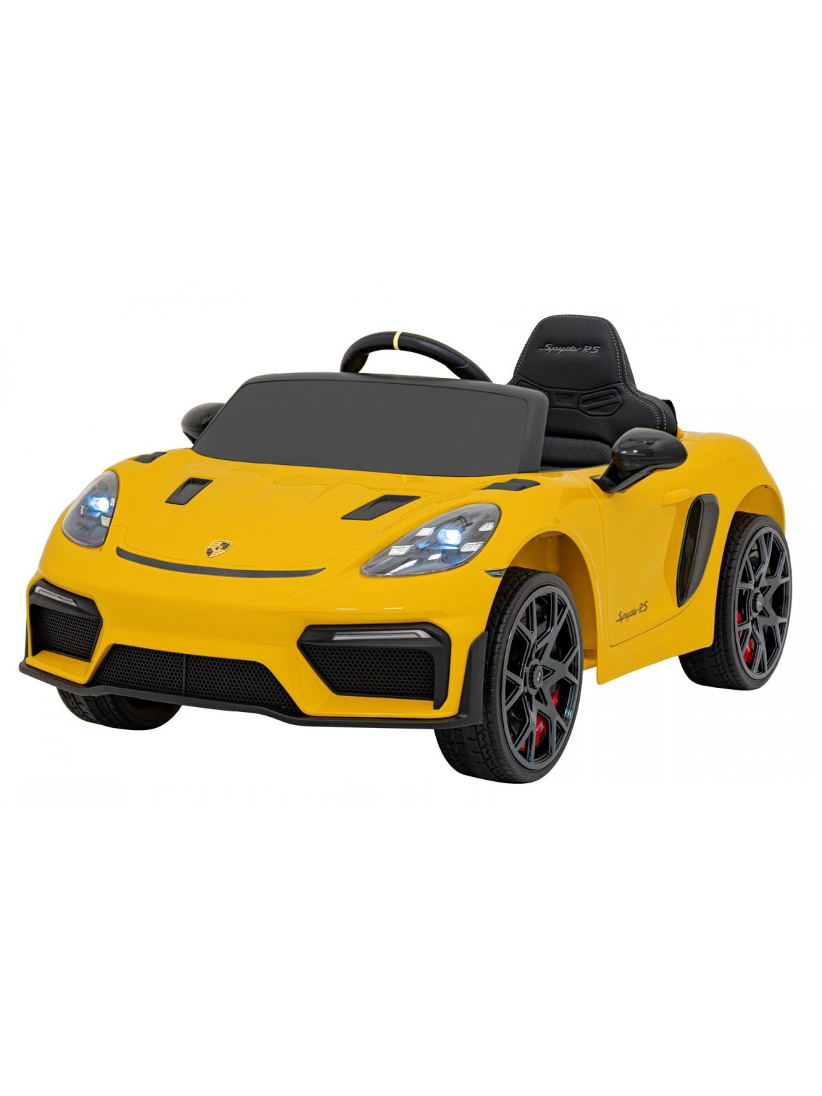 Porsche Spyder RS 718 Elektromobilis vaikamss dažymas geltona spalva 22