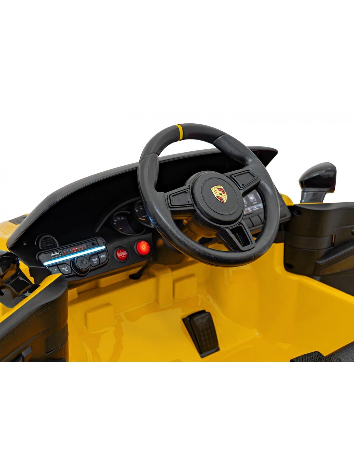 Porsche Spyder RS 718 Elektromobilis vaikamss dažymas geltona spalva 8