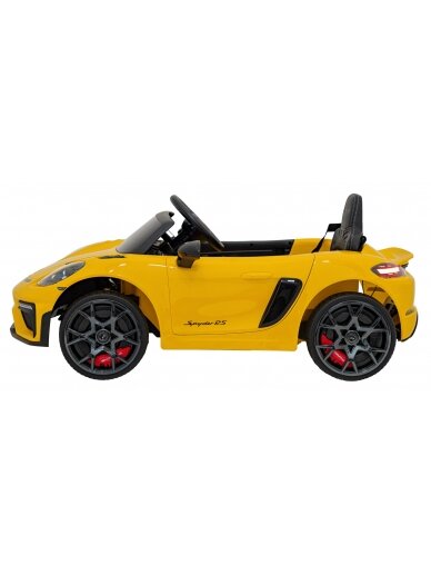 Porsche Spyder RS 718 Elektromobilis vaikamss dažymas geltona spalva 2 Porsche Spyder RS 718 Elektromobilis vaikamss dažymas geltona spalva 2