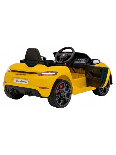 Porsche Spyder RS 718 Elektromobilis vaikamss dažymas geltona spalva 5