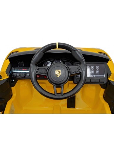 Porsche Spyder RS 718 Elektromobilis vaikamss dažymas geltona spalva 7