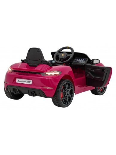 "Porsche Spyder RS 718" Elektromobilis vaikamss dažymas rožine spalva 6 "Porsche Spyder RS 718" Elektromobilis vaikamss dažymas rožine spalva 6