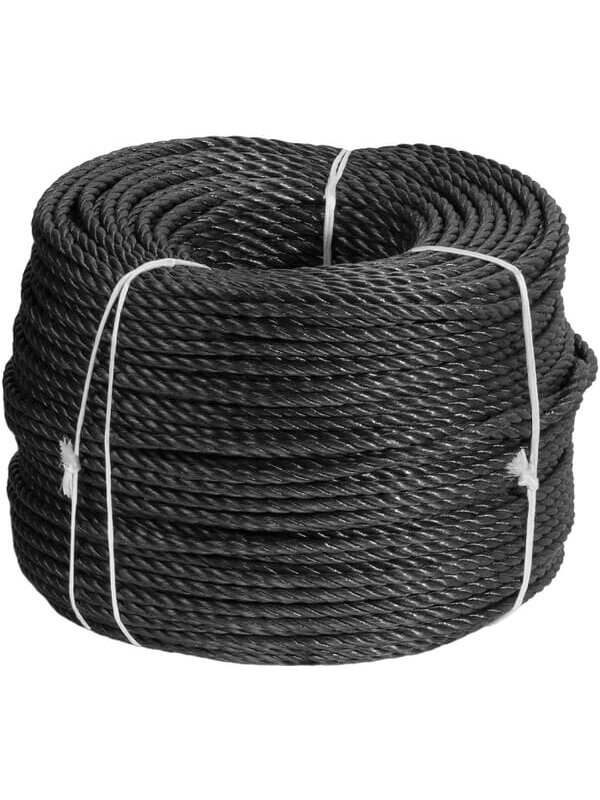 PP takelažo lynas, Ø 8 mm, 3 gijos, juodas, 220 m. - ritinys PP takelažo lynas, Ø 8 mm, 3 gijos, juodas, 220 m. - ritinys