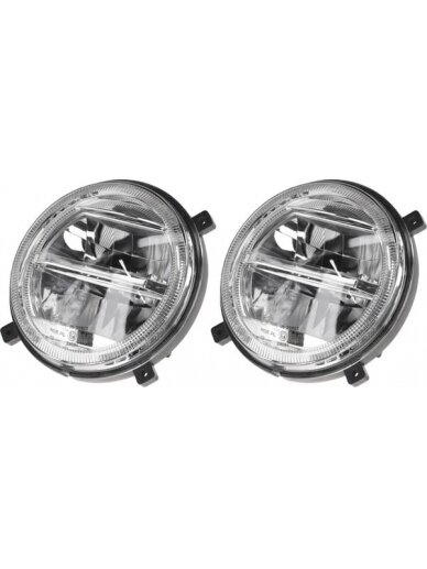 Priekiniai žibintai LED, 22/21W, apvalūs, 9-36V, Ø140mm, tolimosios/trumposios šviesos, H4 jungtis, pora, Kramp
