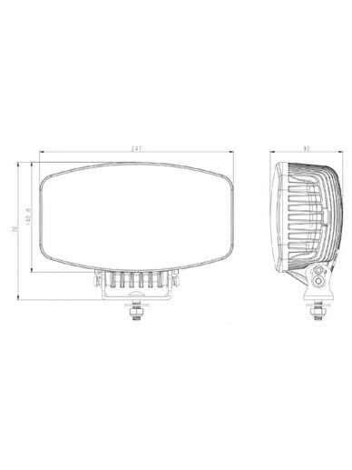 Priekinis LED žibintas, 100W, stačiakampis, 9-36V, 247x176x92mm Kramp 4 Priekinis LED žibintas, 100W, stačiakampis, 9-36V, 247x176x92mm Kramp 4