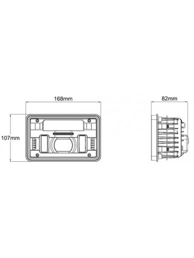 Priekinis LED žibintas, 23/45W, stačiakampis, 12-24V, 168x107x82mm, tolimosios / artimosios šviesos, šildomas, Kramp 15 Priekinis LED žibintas, 23/45W, stačiakampis, 12-24V, 168x107x82mm, tolimosios / artimosios šviesos, šildomas, Kramp 15