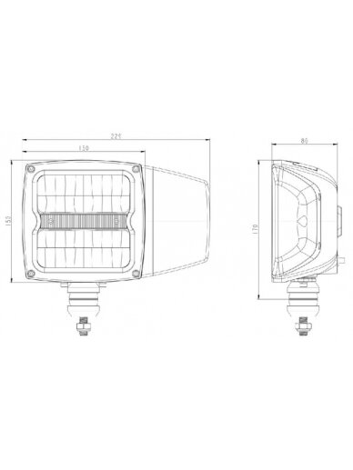 Priekinis LED žibintas, 38W, stačiakampis, 12-24V, 229x150x80mm, šildomas, tolimųjų/mažųjų šviesų, lankstus, apsaugantis nuo sniego, Kramp 7