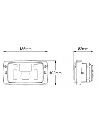 Priekinis LED žibintas, 40/22W, stačiakampis, 10-30V, 185x102x82, tolimosios/mažosios šviesos, gabaritinės šviesos, H4 jungtis, Kramp 5