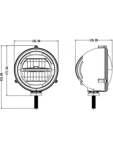 Priekinis LED žibintas, apvalus, 10-30 V, tvirtinamas varžtais, Ø 150 mm, Kramp 6