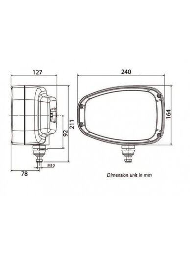 Priekinis LED žibintas, LH heavy duty, 22/32W, stačiakampis, 12-24V, 240x127x164mm, Deutsch 6 kontaktų, šildomas, tolimosios/mažosios šviesos, Kramp 3 Priekinis LED žibintas, LH heavy duty, 22/32W, stačiakampis, 12-24V, 240x127x164mm, Deutsch 6 kontaktų, šildomas, tolimosios/mažosios šviesos, Kramp 3