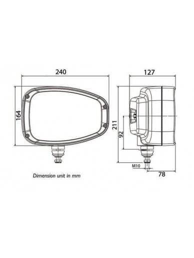 Priekinis LED žibintas, RH heavy duty, 22/32W, stačiakampis, 12-24V, 240x127x164mm, Deutsch 6 kontaktų, šildomas, tolimosios/mažosios šviesos, Kramp 3 Priekinis LED žibintas, RH heavy duty, 22/32W, stačiakampis, 12-24V, 240x127x164mm, Deutsch 6 kontaktų, šildomas, tolimosios/mažosios šviesos, Kramp 3