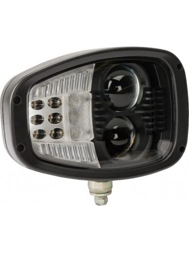 Priekinis LED žibintas, RH heavy duty, 22/32W, stačiakampis, 12-24V, 240x127x164mm, Deutsch 6 kontaktų, šildomas, tolimosios/mažosios šviesos, Kramp