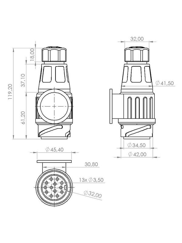 Priekabos kištukas 13 kontaktų, plastikinis, 12 V, ilgas, su įsukamais gnybtais 4 Priekabos kištukas 13 kontaktų, plastikinis, 12 V, ilgas, su įsukamais gnybtais 4