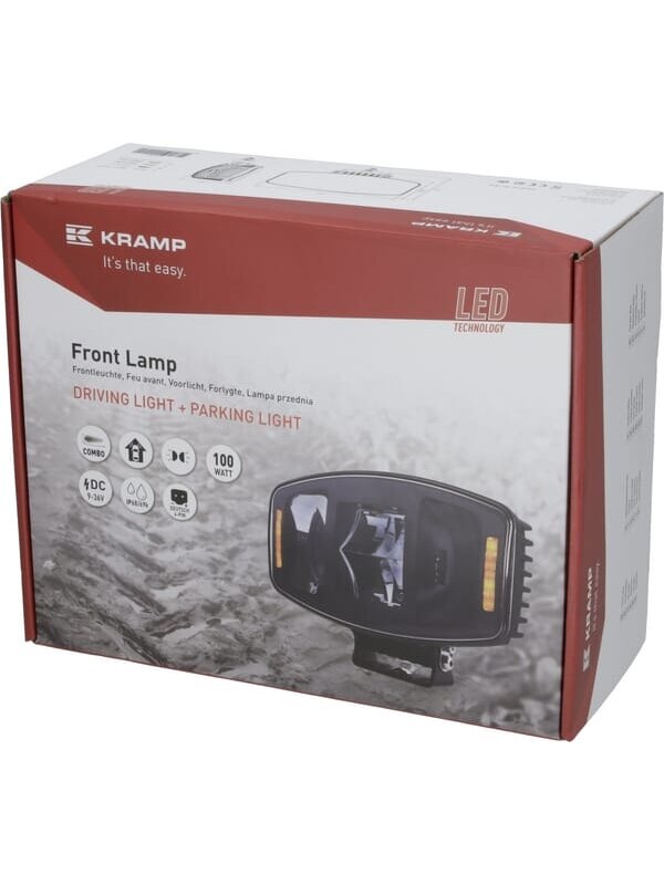 Priekinis LED žibintas, 100W, stačiakampis, 9-36V, 247x176x92mm Kramp 2 Priekinis LED žibintas, 100W, stačiakampis, 9-36V, 247x176x92mm Kramp 2